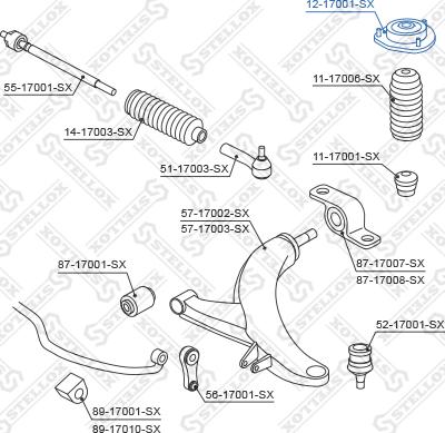 Stellox 12-17001-SX - Опора стойки амортизатора, подушка autospares.lv