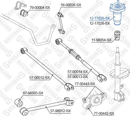 Stellox 12-17025-SX - Опора стойки амортизатора, подушка autospares.lv