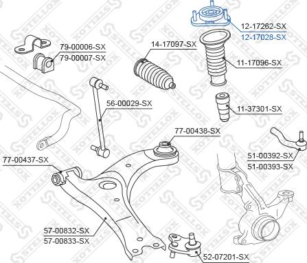 Stellox 12-17028-SX - Опора стойки амортизатора, подушка autospares.lv