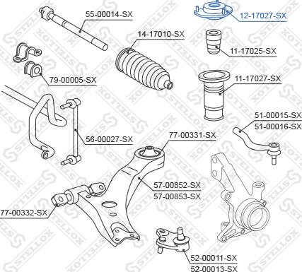 Stellox 12-17027-SX - Опора стойки амортизатора, подушка autospares.lv