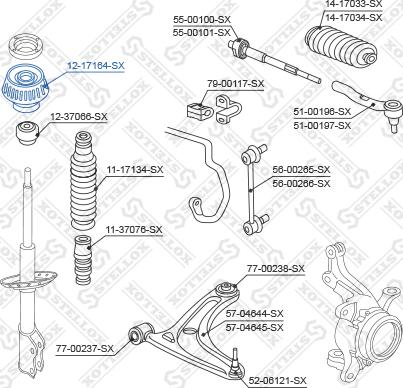 Stellox 12-17164-SX - Опора стойки амортизатора, подушка autospares.lv