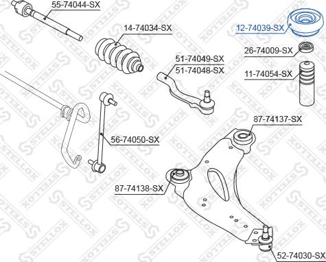 Stellox 12-74039-SX - Опора стойки амортизатора, подушка autospares.lv