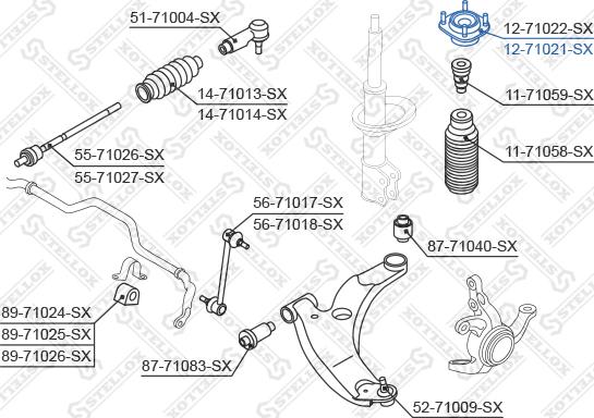 Stellox 12-71021-SX - Опора стойки амортизатора, подушка autospares.lv