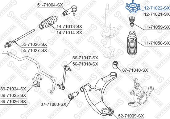 Stellox 12-71022-SX - Опора стойки амортизатора, подушка autospares.lv