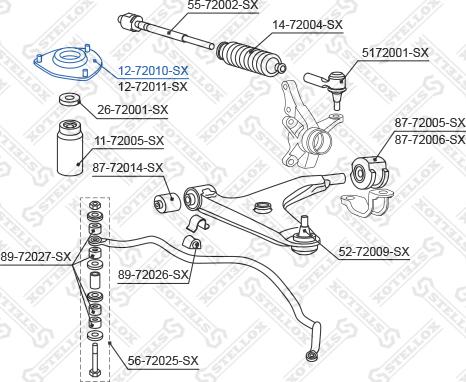 Stellox 12-72010-SX - Опора стойки амортизатора, подушка autospares.lv