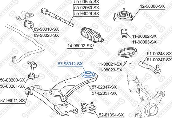 Stellox 87-98012-SX - Сайлентблок, рычаг подвески колеса autospares.lv