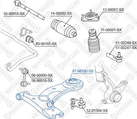 Stellox 87-98100-SX - Сайлентблок, рычаг подвески колеса autospares.lv