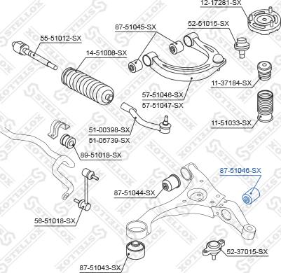 Stellox 87-51046-SX - Сайлентблок, рычаг подвески колеса autospares.lv