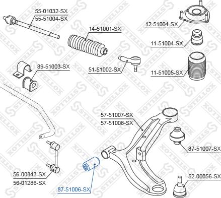 Stellox 87-51006-SX - Сайлентблок, рычаг подвески колеса autospares.lv