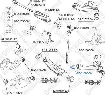 Stellox 87-51086-SX - Сайлентблок, рычаг подвески колеса autospares.lv