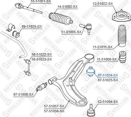 Stellox 87-51024-SX - Сайлентблок, рычаг подвески колеса autospares.lv