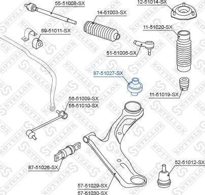 Stellox 87-51027-SX - Сайлентблок, рычаг подвески колеса autospares.lv