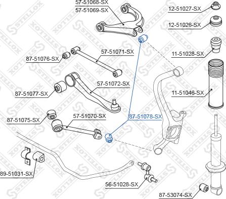 Stellox 87-51078-SX - Сайлентблок, рычаг подвески колеса autospares.lv