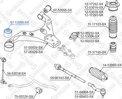 Stellox 87-53056-SX - Сайлентблок, рычаг подвески колеса autospares.lv