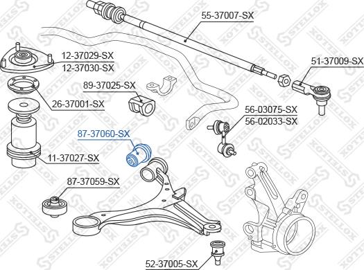 Stellox 87-37060-SX - Сайлентблок, рычаг подвески колеса autospares.lv