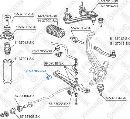 Stellox 87-37063-SX - Сайлентблок, рычаг подвески колеса autospares.lv