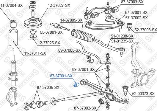 Stellox 87-37001-SX - Сайлентблок, рычаг подвески колеса autospares.lv