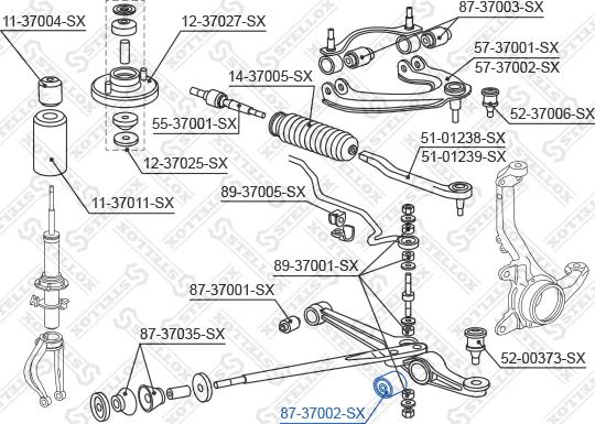 Stellox 87-37002-SX - Сайлентблок, рычаг подвески колеса autospares.lv