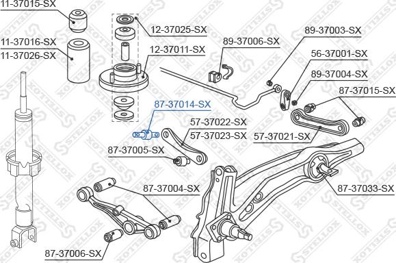 Stellox 87-37014-SX - Сайлентблок, рычаг подвески колеса autospares.lv