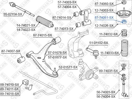 Stellox 87-74061-SX - Втулка амортизатора, подушка autospares.lv