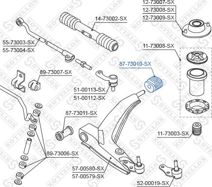 Stellox 87-73010-SX - Сайлентблок, рычаг подвески колеса autospares.lv