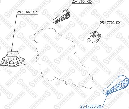 Stellox 25-17805-SX - Подушка, опора, подвеска двигателя autospares.lv