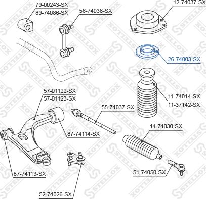 Stellox 26-74003-SX - Подшипник качения, опора стойки амортизатора autospares.lv