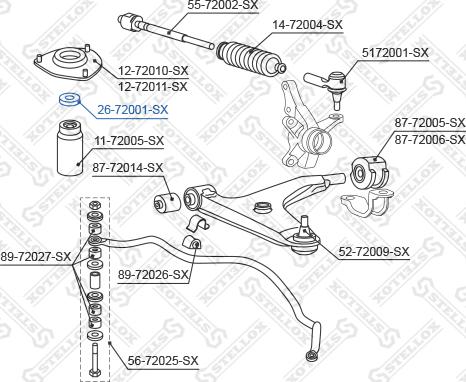 Stellox 26-72001-SX - Подшипник качения, опора стойки амортизатора autospares.lv