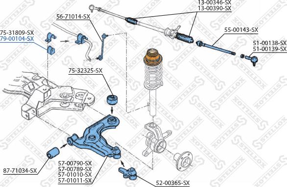 Stellox 79-00104-SX - Втулка стабилизатора autospares.lv