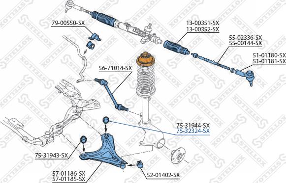 Stellox 75-32324-SX - Сайлентблок, рычаг подвески колеса autospares.lv