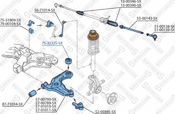 Stellox 75-32325-SX - Сайлентблок, рычаг подвески колеса autospares.lv