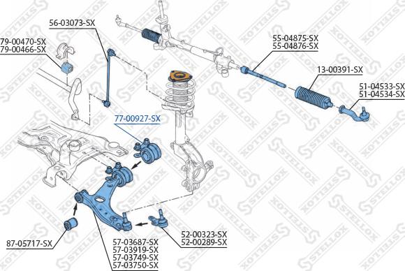 Stellox 77-00927-SX - Сайлентблок, рычаг подвески колеса autospares.lv