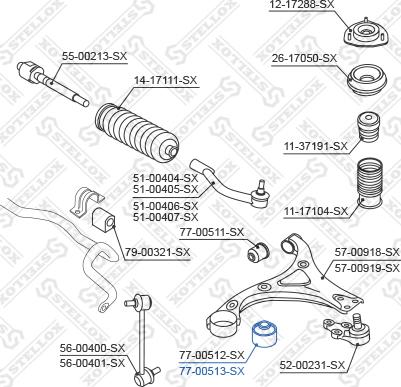 Stellox 77-00513-SX - Сайлентблок, рычаг подвески колеса autospares.lv