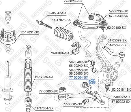 Stellox 77-00004-SX - Сайлентблок, рычаг подвески колеса autospares.lv