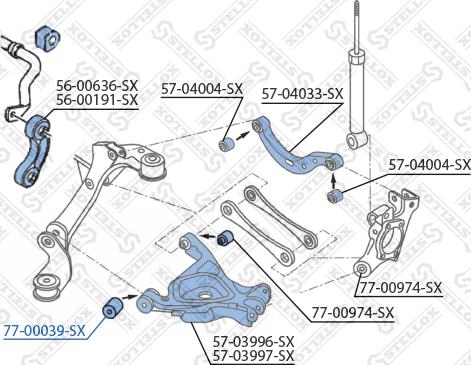 Stellox 77-00039-SX - Сайлентблок, рычаг подвески колеса autospares.lv