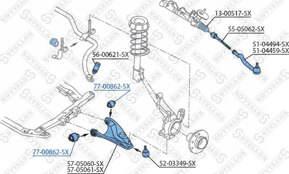 Stellox 77-00862-SX - Сайлентблок, рычаг подвески колеса autospares.lv