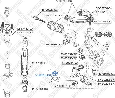 Stellox 77-00215-SX - Сайлентблок, рычаг подвески колеса autospares.lv