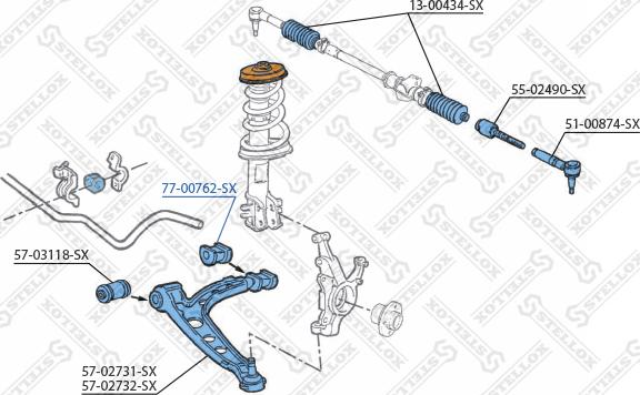 Stellox 77-00762-SX - Сайлентблок, рычаг подвески колеса autospares.lv