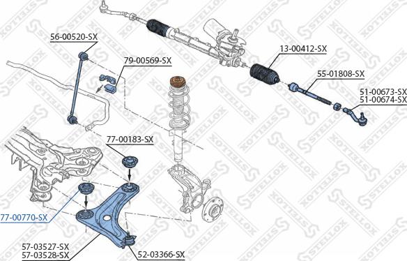 Stellox 77-00770-SX - Сайлентблок, рычаг подвески колеса autospares.lv