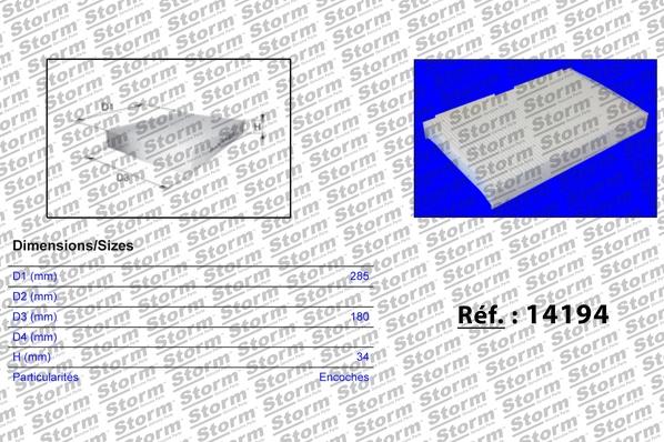 Storm 14194 - Фильтр воздуха в салоне autospares.lv