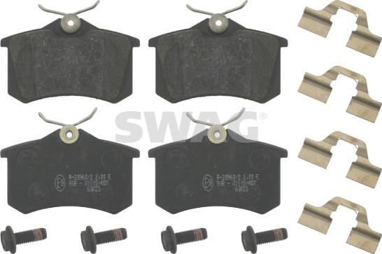 Swag 60 91 6527 - Тормозные колодки, дисковые, комплект autospares.lv