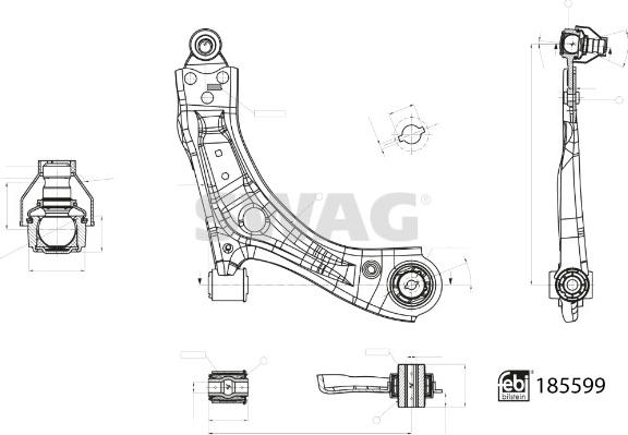 Swag 33 10 9998 - Рычаг подвески колеса autospares.lv