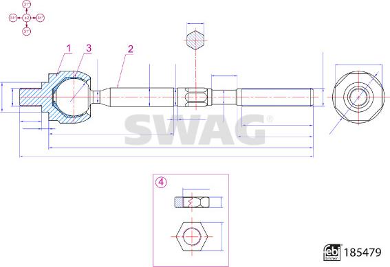 Swag 33 10 9941 - Осевой шарнир, рулевая тяга autospares.lv