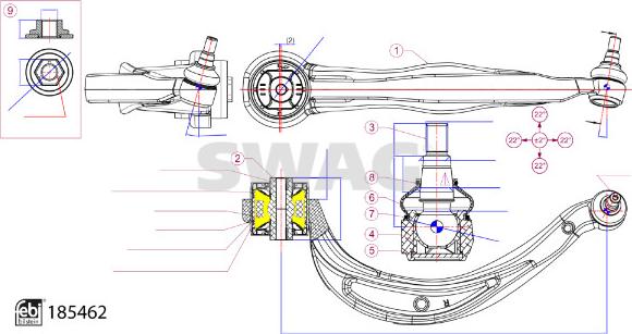 Swag 33 10 9928 - Рычаг подвески колеса autospares.lv