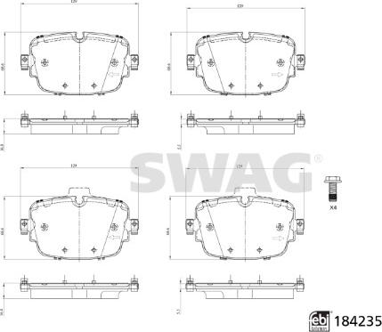 Swag 33 10 9325 - Тормозные колодки, дисковые, комплект autospares.lv