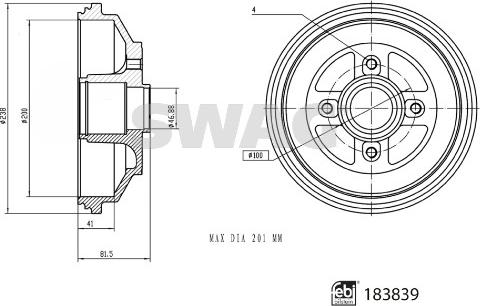 Swag 33 10 9227 - Тормозной барабан autospares.lv