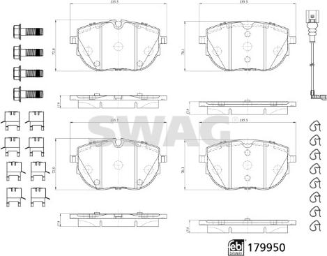 Swag 33 10 5568 - Тормозные колодки, дисковые, комплект autospares.lv