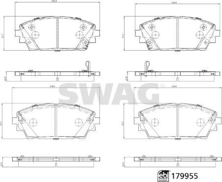 Swag 33 10 5574 - Тормозные колодки, дисковые, комплект autospares.lv