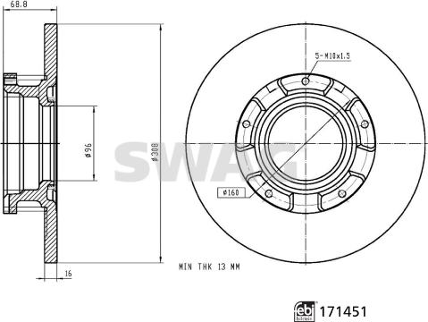 Swag 33 10 0909 - Тормозной диск autospares.lv