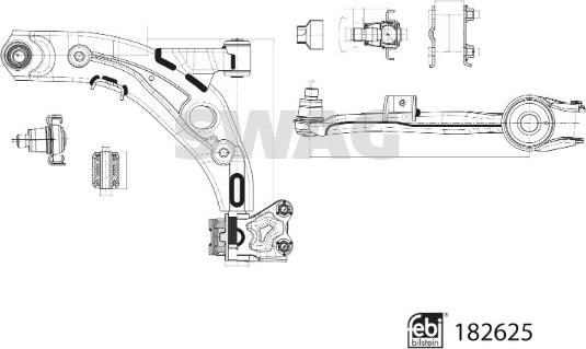 Swag 33 10 8695 - Рычаг подвески колеса autospares.lv